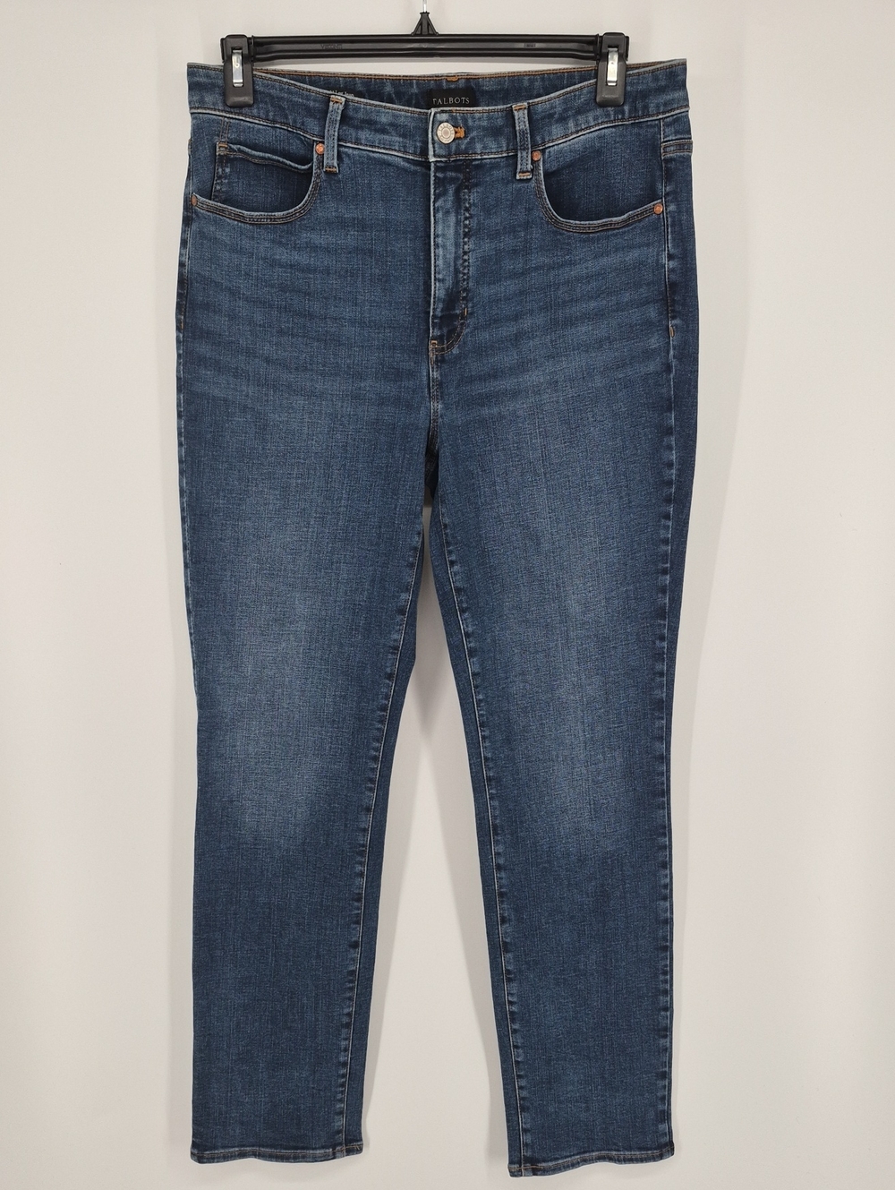Talbots Straight Leg Jean Size 12 High Rise Stretch Denim Medium Wash
